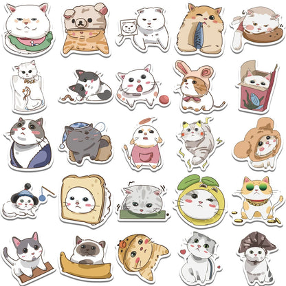62PCS Cute Cartoon Cat Stationery Sticker Luggage Computer IPad Skateboard Helmet Water Cup Waterproof Sticker