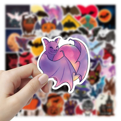 50PCS Cartoon Critters Bat Pumpkin Graffiti Stickers Personality Fashion Creative Trend DIY Exquisite Decorative Decals for Luggage Laptop IPad Diary Popular Toys Stickers