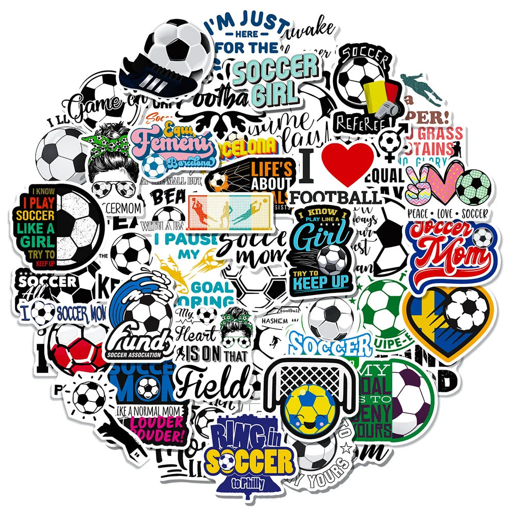 50PCS  Football Score Graffiti Waterproof Sticker Sports Competition Personality Creativity Refrigerator Notebook