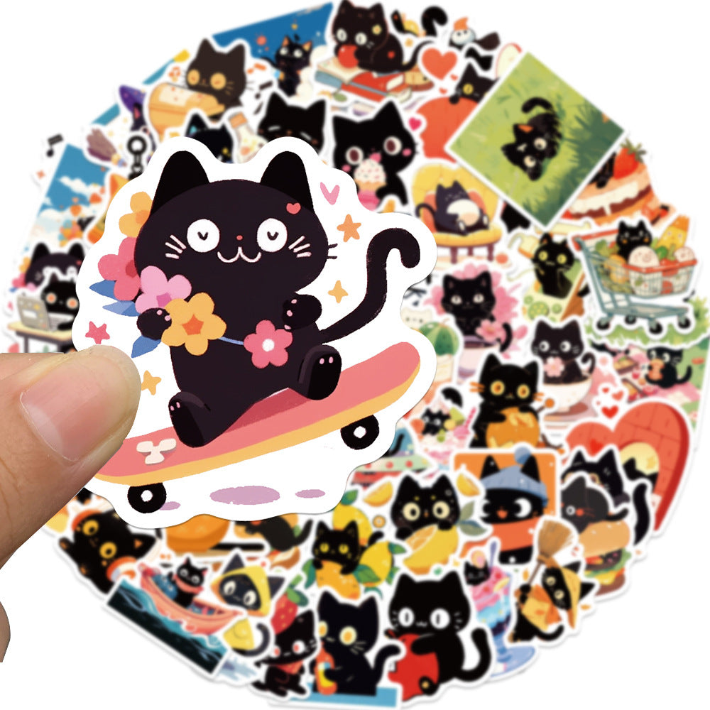 50PCS Classic Cute Cat Doodle Stickers, Timeless Cartoon Kitty Decals for Endless Adoration and Crafts