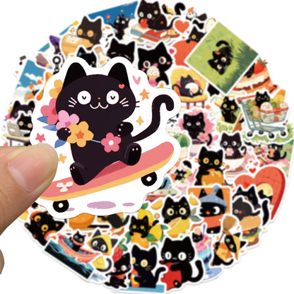50PCS Classic Cute Cat Doodle Stickers, Timeless Cartoon Kitty Decals for Endless Adoration and Crafts