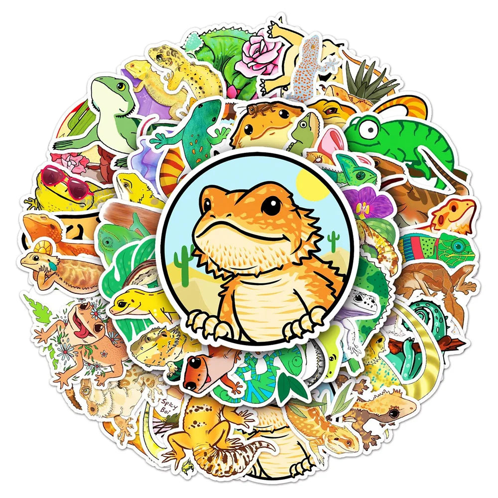 50PCS Lizard Graffiti Waterproof Personalized Sticker Cartoon Animal DIY Skateboard Laptop Refrigerator Water Cup