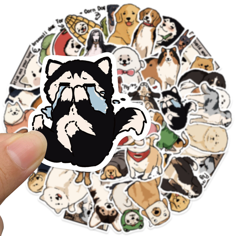 50PCS Inter-Species Encounter Stickers - Hand-Drawn Canine Epiphany Decals for Cross-Species Kinship Maps, Accidental Intimacy Journals & Animal Gaze Archives
