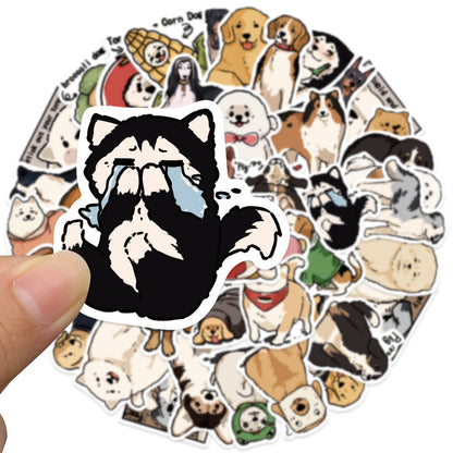50PCS Inter-Species Encounter Stickers - Hand-Drawn Canine Epiphany Decals for Cross-Species Kinship Maps, Accidental Intimacy Journals & Animal Gaze Archives