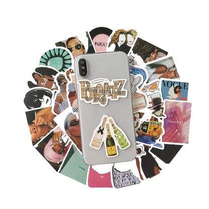 50PCS  Fashion Magazine Exquisite Decal Sticker DIY Skateboard Scrapbook Luggage Laptop Ipad PVC Sticker