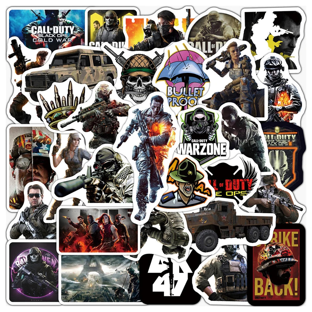 50PCS New Gun Game Graffiti Stickers Personalized Fashion Creative Exquisite Decorative Decals Toys for Bike Computer Laptop Electric Car Water Cup Popular Stickers