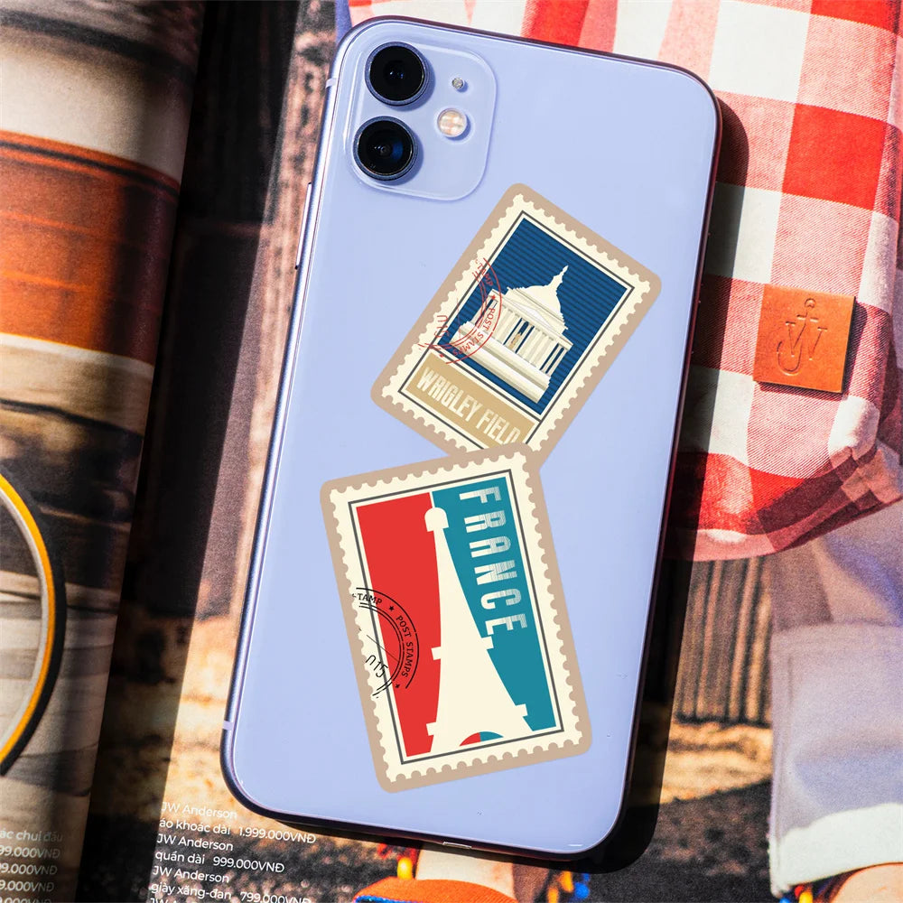 100PCS World Landmark Personalized Sticker Waterproof City Map Creative Notebook Mobile Phone Graffiti Skateboard