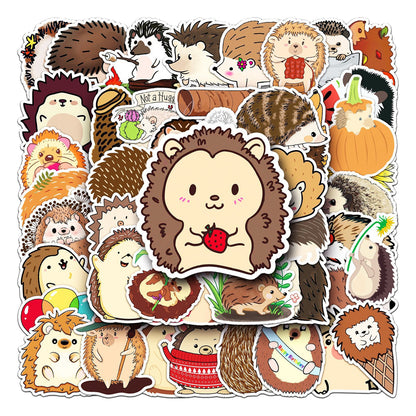 50PCS Cute Cartoon Animal Hedgehog Doodle Stickers for Skateboard Helmets, Laptops, Water Bottles, Guitars, and More Exquisite DIY Desktop Decor Decals