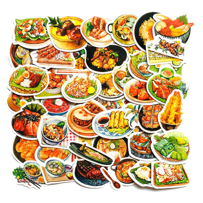 47PCS Cute Cartoon Food Doodle Stickers Personalized DIY Exquisite Stickers IPad Luggage Notebook Guitar Computer Helmet Decorative Decals Toys