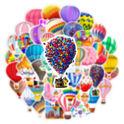 50PCS Cartoon Colorful Hot Air Balloon Sticker Graffiti iPad Notebook Computer  Pattern Scrapbook Toy Decoration