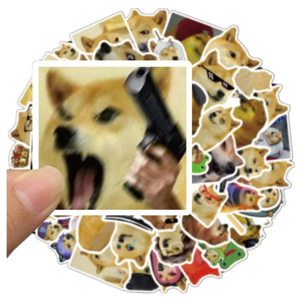 50PCS Funny Doge Meme Series Stickers for Luggage Laptop IPad Journal Guitar Phone Case Waterproof Stickers