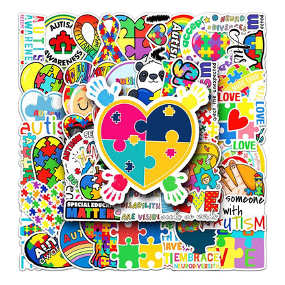 50PCS Autism Graffiti Waterproof Sticker Personality Logo DIY Cartoon Pattern Refrigerator Skateboard GuitarTrend