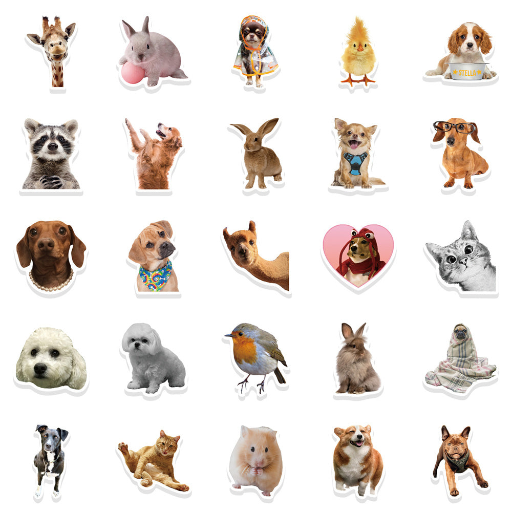 50PCS Funny Animal Doodle Stickers, Cute Cartoon Vinyl Decals for Laughter, Journals, and Kids Crafts