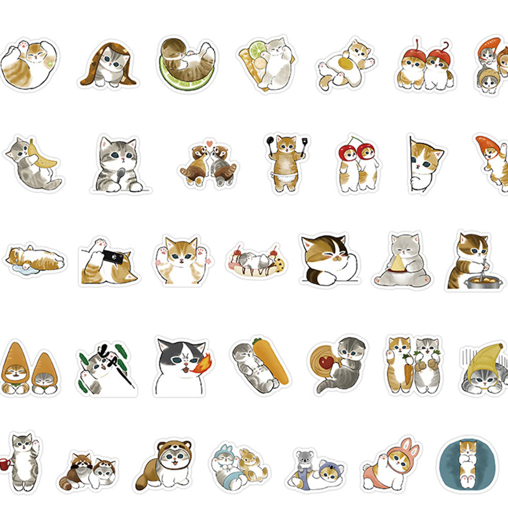 100PCS Cute Kitten Doodle Stickers, Bulk Cartoon Cat Decals for Endless Cuteness, Planners, and Stress Relief