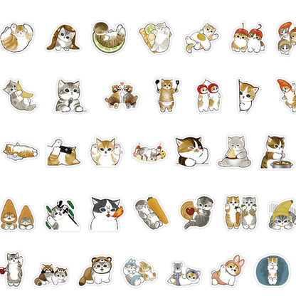 100PCS Cute Kitten Doodle Stickers, Bulk Cartoon Cat Decals for Endless Cuteness, Planners, and Stress Relief