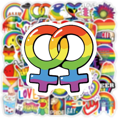 50PCS Rainbow Same Sex Graffiti Waterproof Stickers Personalized Creative Decoration Refrigerator Skateboard Cup