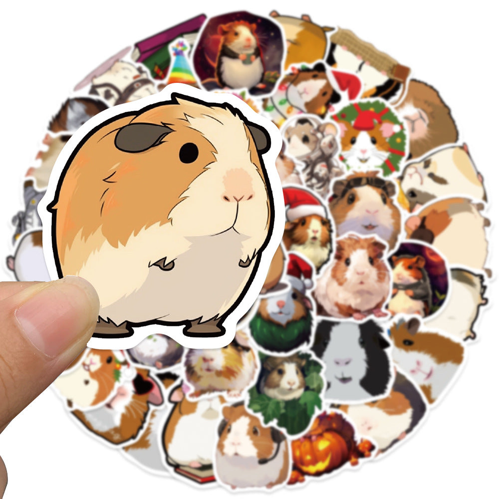 50PCS Cute Cartoon Guinea Pig Animal Doodle Stickers Exquisite, Fashionable, Creative DIY Journal Decorations Suitable for Phone Cases, Laptops, Water Bottles, Guitar Heads, Helmets, and Stationery Boxes