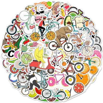 50PCS Sports Cute Cartoon Bicycle Sticker Kids Toys Graffiti Diary Trolley Case Laptop Waterproof Ipad Sticker