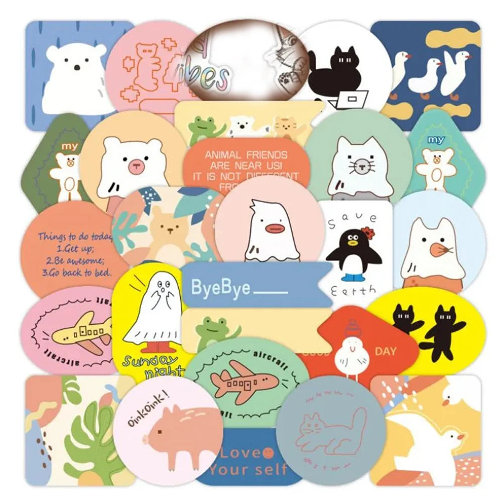 50PCS Cute Girl Bear Cartoon Simple Laptop Suitcase Skateboard DIY Guitar Water Cup Sticker Notebook Decoration