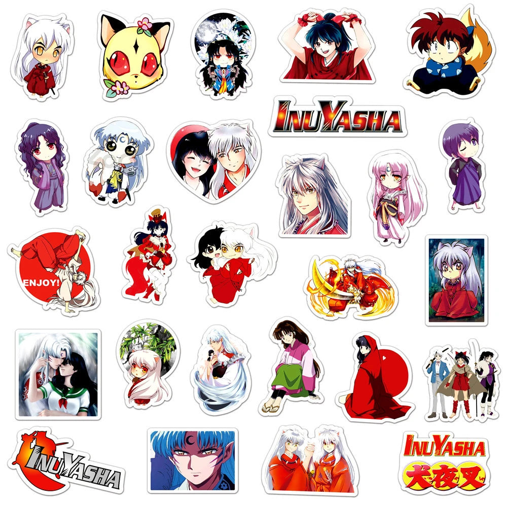50PCS cartoon animation Inuyasha fox demon creative graffiti stickers, personalized DIY decorative exquisite decal toys, skateboards, bicycles, cars, helmets, laptops, popular stickers