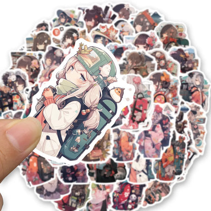 50PCS Popular Japanese Girl Sticker Pack Skateboard Guitar Decoration DIY Cup Helmet Waterproof Graffiti Decal