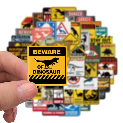 60PCS Cartoon Jurassic Dinosaur World Graffiti Warning Stickers Personalized Fashion Creative DIY Exquisite Decorative Stickers Laptop Luggage Skateboard Helmet Guitar Popular Decals Toys