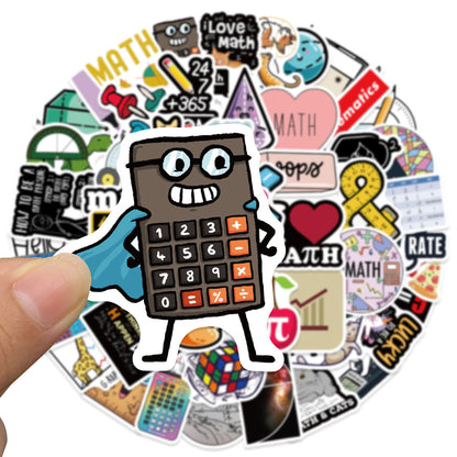50PCS Math Doodle Stickers, Cartoon Formula & Calculator Decals for Student Planners, Notes, and School Supplies