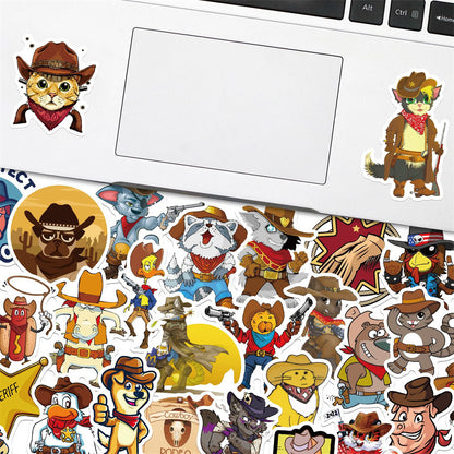 50PCS Cartoon Western Cowboy Animal Character Doodle Stickers Perfect for Suitcases, Refrigerators, Laptops, Skateboards, Water Bottles Exquisite DIY Journal Decorative Decals