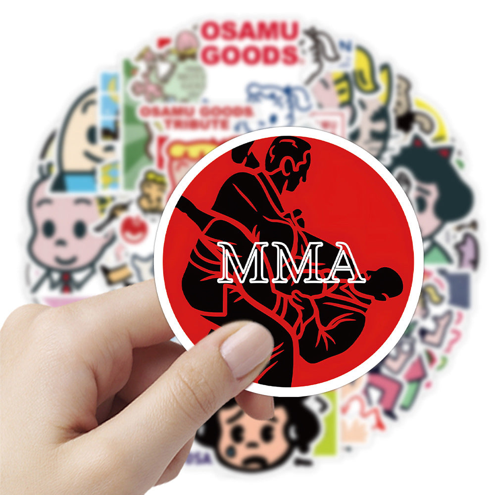 50PCS MMA Sports Doodle Stickers, Cartoon Fighting & Grappling Action Vinyl Decals for Gym Gear, Laptops, Water Bottles