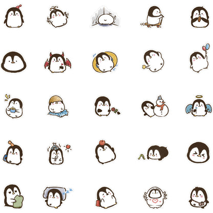 50PCS Cartoon Penguin Adorable Animal Doodle Stickers Perfect for Skateboard Helmets, Laptops, Water Bottles, Guitars, Stationery Boxes Exquisite DIY Desktop Decor Decals
