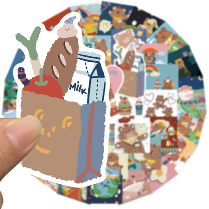 40PCS Cartoon Super Cute Bear Graffiti Stickers Luggage Laptop IPad Skateboard Helmet Cup Waterproof Sticker