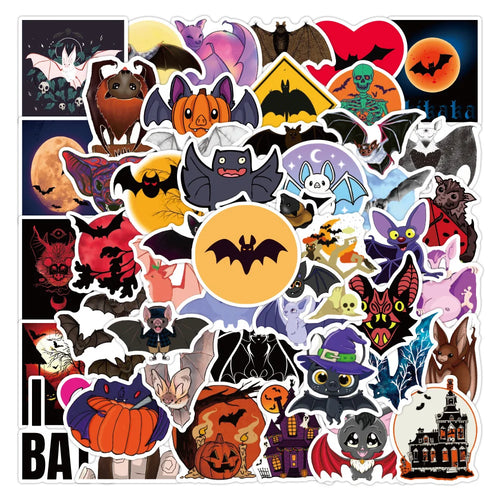 50PCS Cartoon Critters Bat Pumpkin Graffiti Stickers Personality Fashion Creative Trend DIY Exquisite Decorative Decals for Luggage Laptop IPad Diary Popular Toys Stickers