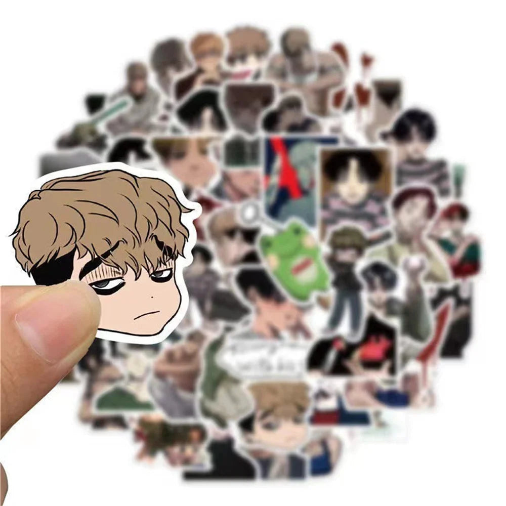 50 pieces of cartoon and anime killing and tracking graffiti stickers, personalized, fashionable and creative DIY trendy and exquisite decorative stickers, refrigerator, guitar, helmet, skateboard, water cup, popular decal toys