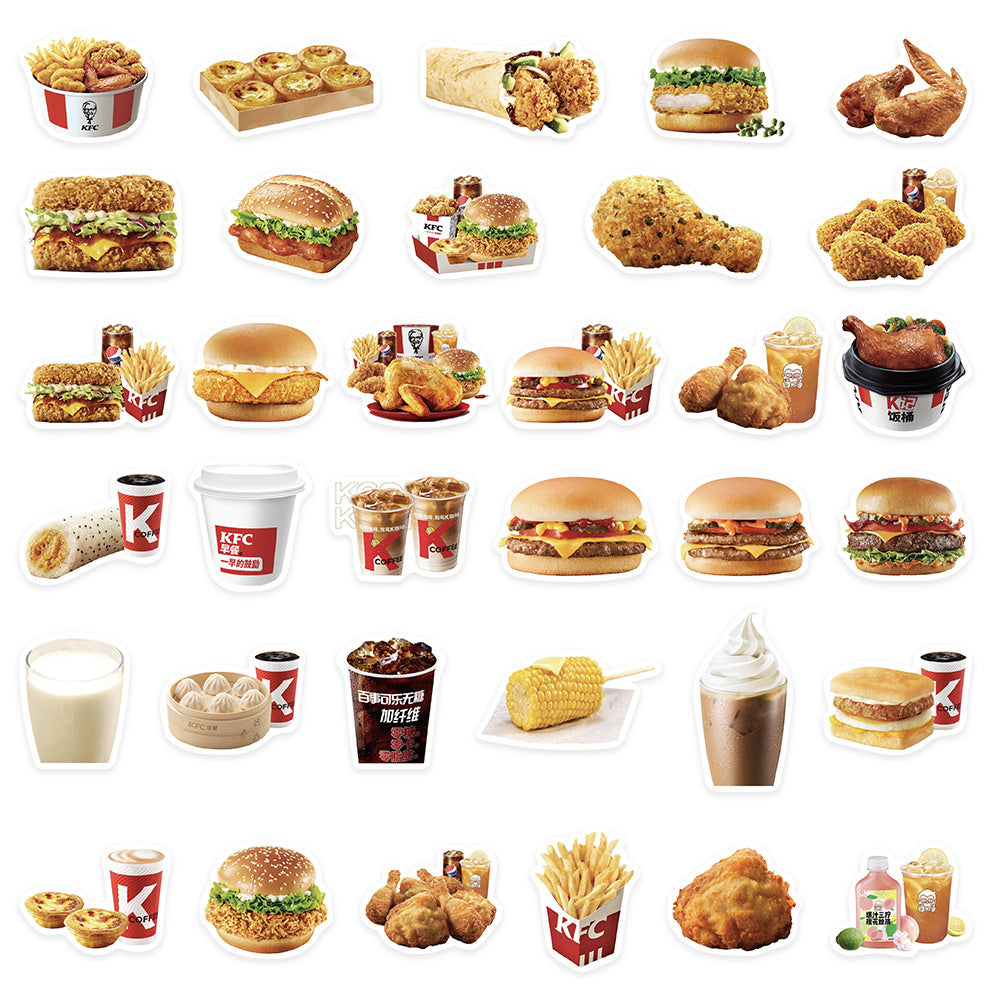 64PCS Burger Civilization Stickers - Fast Food Archaeology Decals for Culinary Stratigraphy Maps, Condiment Colonialism Logs & Patty Paradigm Studies