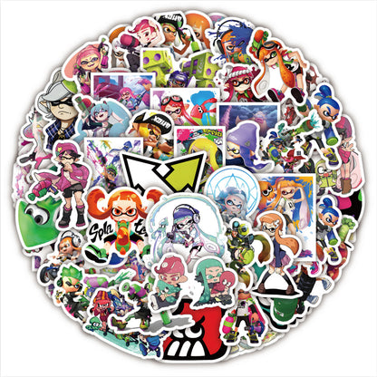50PCS Splatoon-Inspired Stickers, Cute Cartoon Inkling & Colorful Doodle Decals for Gamers and Fans