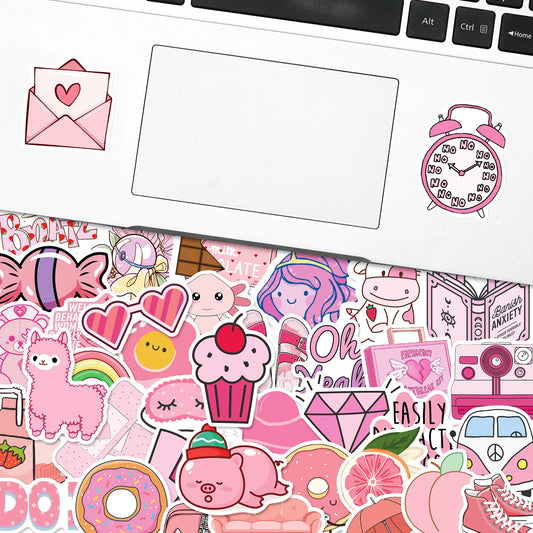 50PCS Card Pink Mixed Graffiti Sticker iPad Luggage Helmet Car  Guitar DIY Scrapbook Wall Sticker Toy Decoration