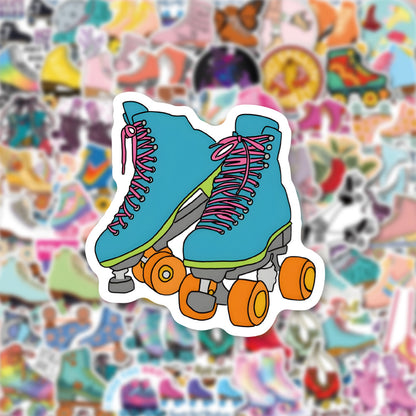 60PCS Retro Roller Skate Doodle Stickers, Vintage Cartoon Decals for Roller Rink Vibes and 80s Nostalgia
