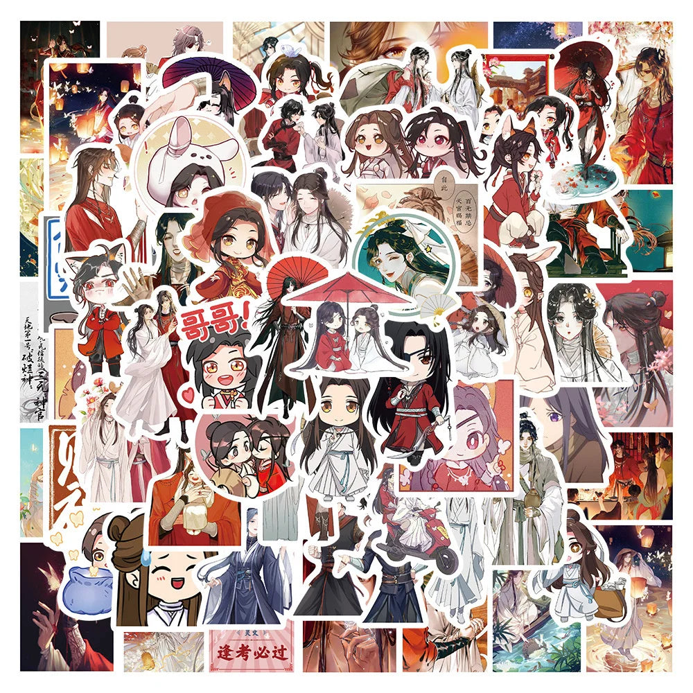 65PCS Bl novel and comic Tianguan Zhi Fu Xie Ren × Huacheng Graffiti stickers, personalized fashion and creative trend DIY Exquisite decorative stickers for luggage, toys, laptops, IPad cases, popular stickers