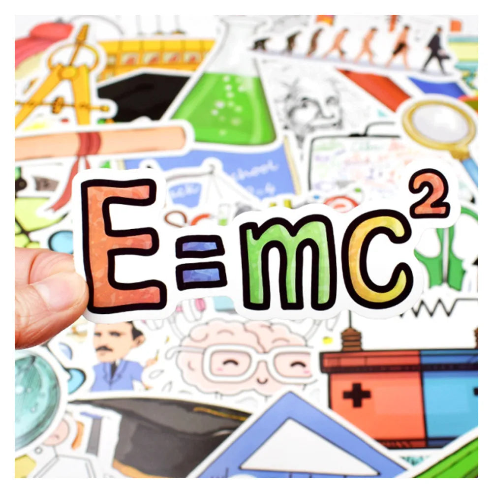 50 pieces of cartoon experimental science education graffiti stickers, personalized DIY luggage, laptop, Ipad, phone case, car sticker toys