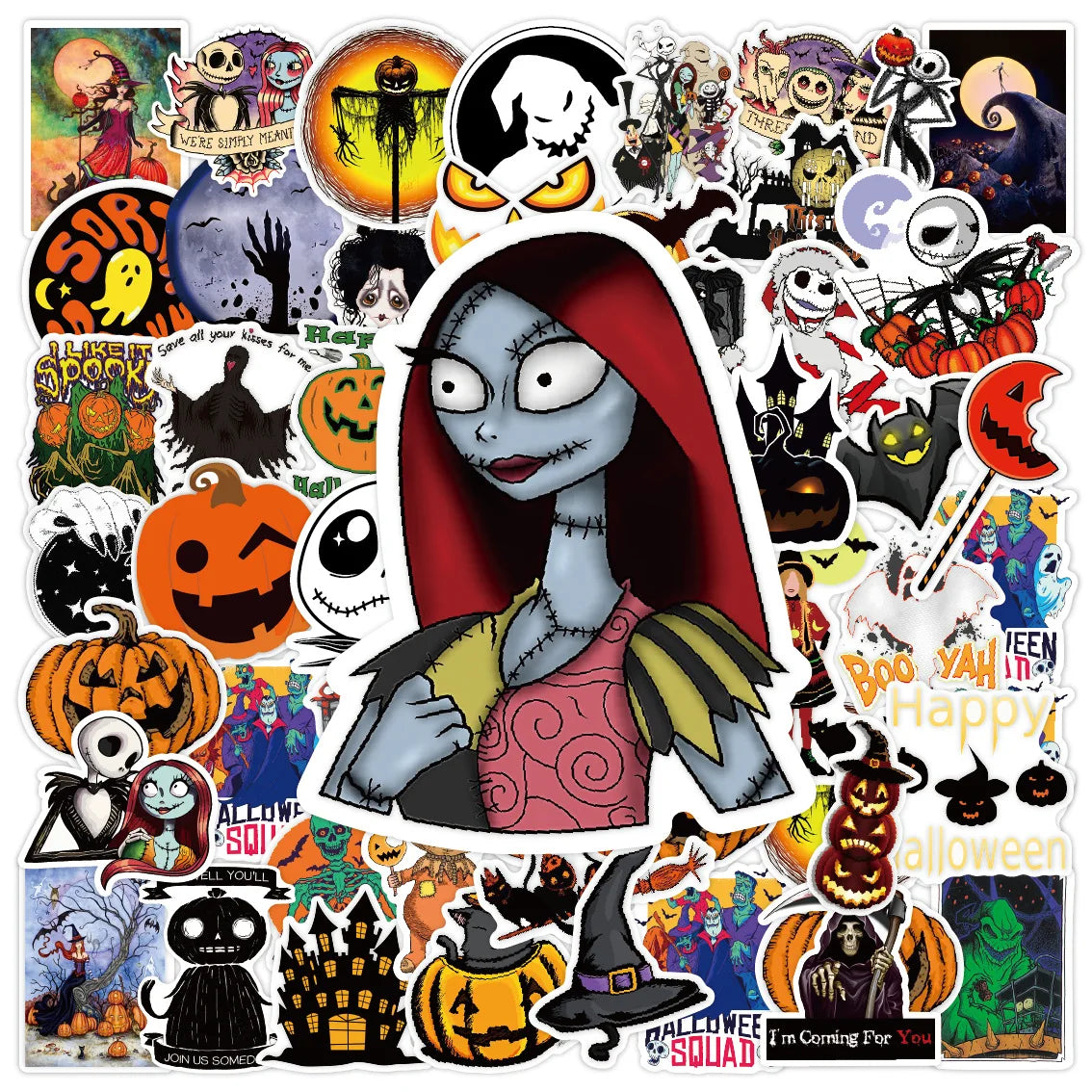 50PCS Cartoon Flowers Blooming Elements Sticker Graffiti Car Computer  DIY Scrapbook Wall Sticker Toy Decoration