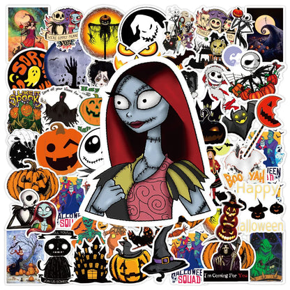 50PCS Cartoon Flowers Blooming Elements Sticker Graffiti Car Computer  DIY Scrapbook Wall Sticker Toy Decoration