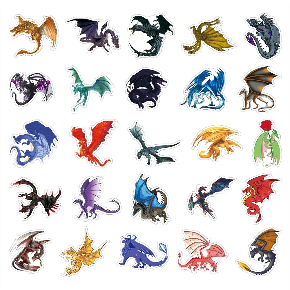 50PCS Cartoon Dragon Cool Animal Creative Graffiti Sticker Bike Skateboard Refrigerator Helmet Laptop Suitcase