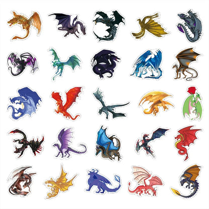 50PCS Cartoon Dragon Cool Animal Creative Graffiti Sticker Bike Skateboard Refrigerator Helmet Laptop Suitcase