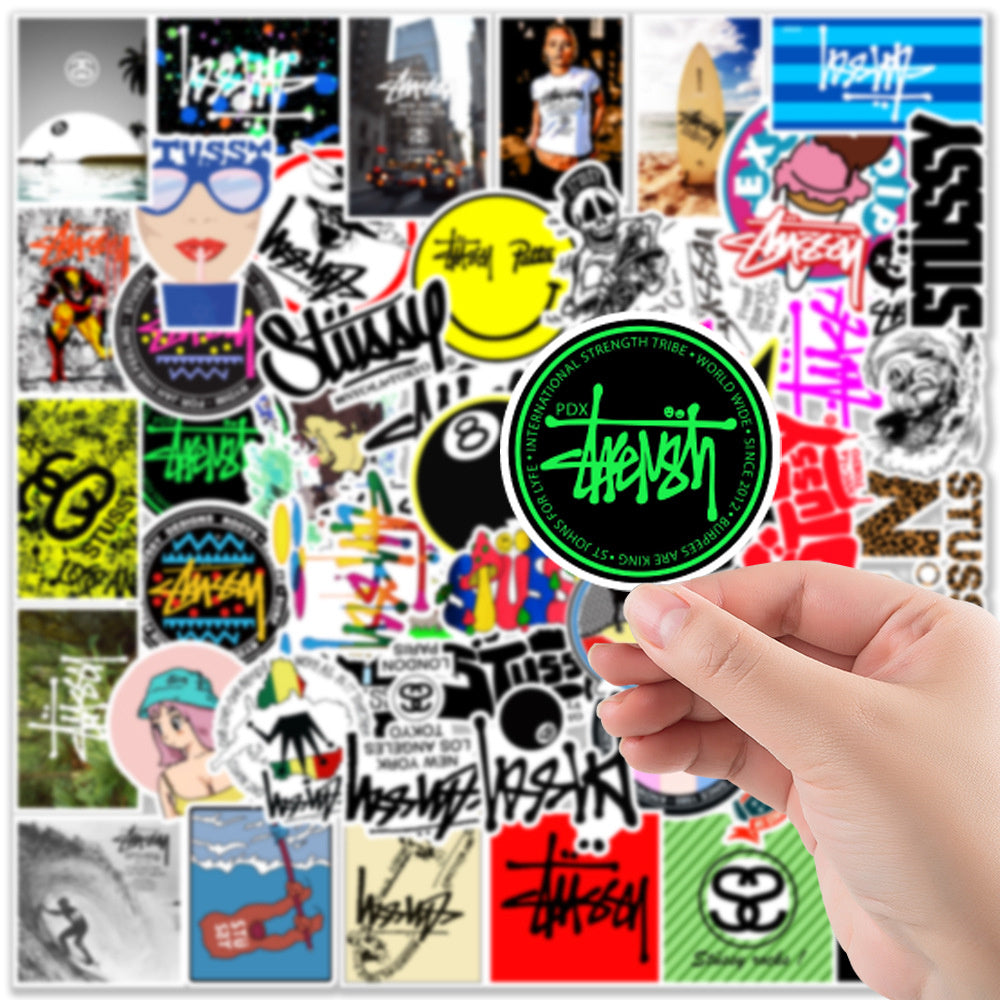 50PCS Stucci Street Graffiti Stickers Exquisite, Fashionable, Creative DIY Plain Notebook Decorative Decals Suitable for Phone Cases, Skateboards, Bags, Water Bottles, Guitars, Stationery Boxes