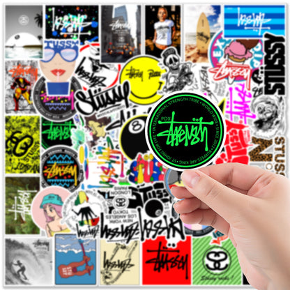 50PCS Stucci Street Graffiti Stickers Exquisite, Fashionable, Creative DIY Plain Notebook Decorative Decals Suitable for Phone Cases, Skateboards, Bags, Water Bottles, Guitars, Stationery Boxes