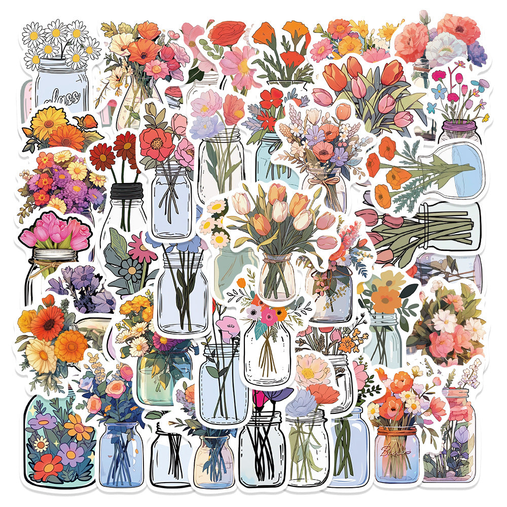 50PCS Florilegium Stickers - Botanical Poetry Decals for Wunderkammer Journals, Pressed Flower Archives & Secret Garden Ephemera