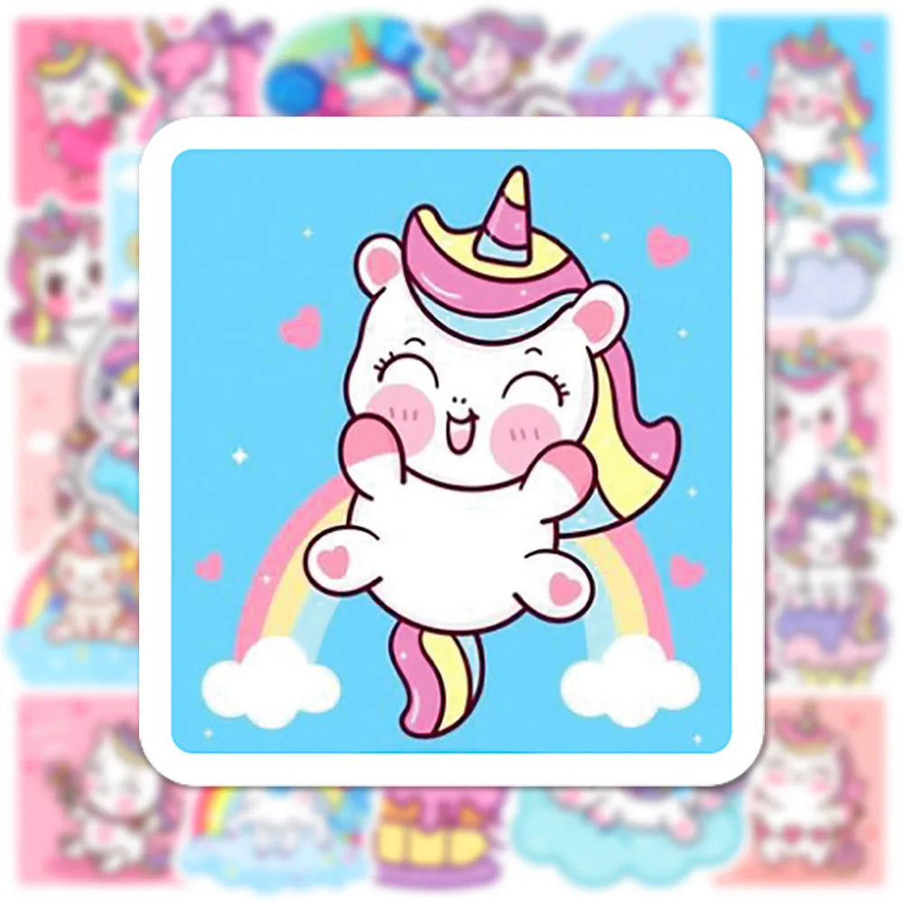 50PCS Cute Unicorn Cartoon Graffiti Sticker Gift Gift Decoration Laptop Waterproof Decal Gift Toy Water CupHelmet