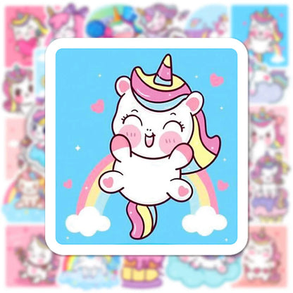 50PCS Cute Unicorn Cartoon Graffiti Sticker Gift Gift Decoration Laptop Waterproof Decal Gift Toy Water CupHelmet