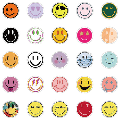 50PCS cartoon smiley face emoji graffiti stickers, personalized fashion and creative trend exquisite decorative stickers, luggage toys, laptops, ipads, skateboards, popular stickers