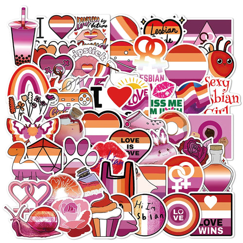 50PCS Lesbian Pride Graffiti Waterproof Sticker Personalized Laptop Refrigerator Skateboard Guitar Lily Water Cup